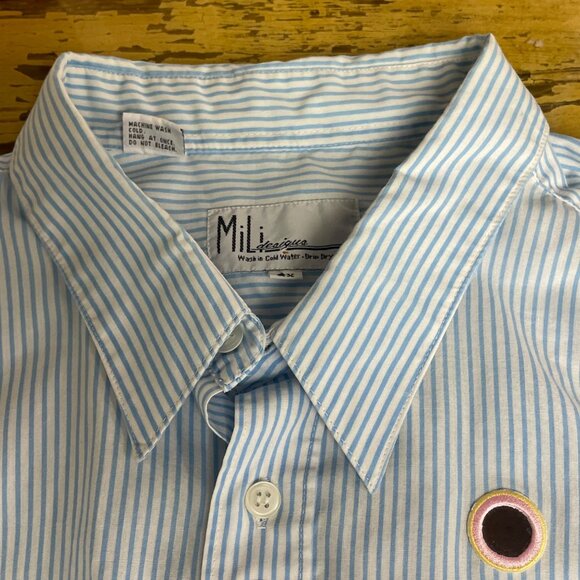 Mili Designs Vintage Striped Mirror Sequin Top Sz 2X Bling Art to Wear Artsy - Picture 3 of 7